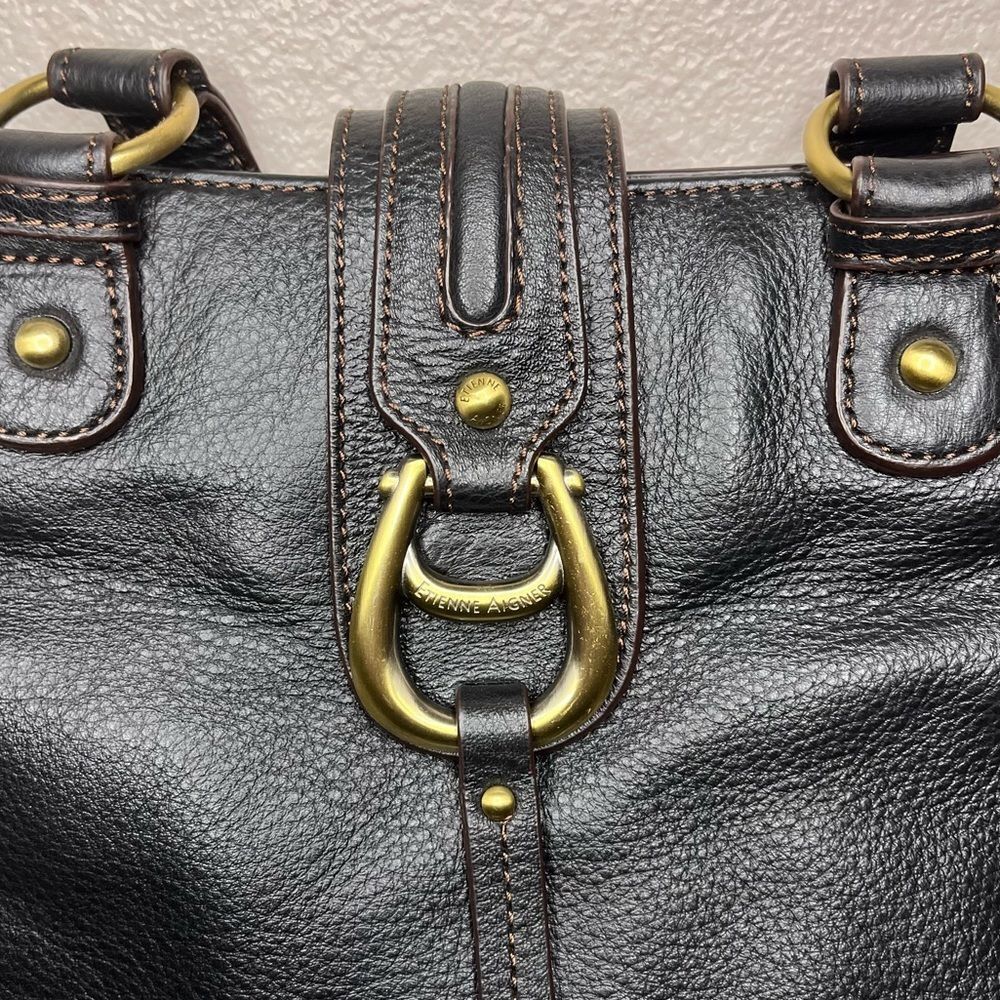 Etienne Aigner Vintage Shoulder Bag Handbag Black Leather Purse Gold Buckle​​​ - Picture 6 of 12